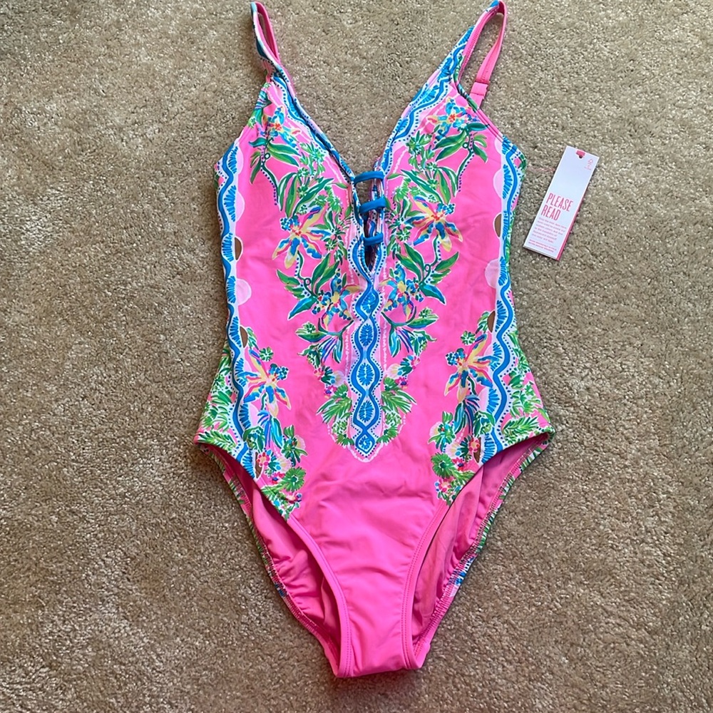 NWT Lilly Pulitzer Jaspen One Piece in Havana Pink Orchid Soiree, Size 6